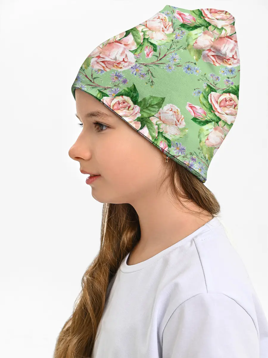 Детская шапка / Розы и васильки