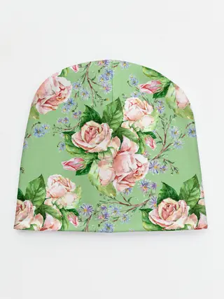 Детская шапка / Розы и васильки
