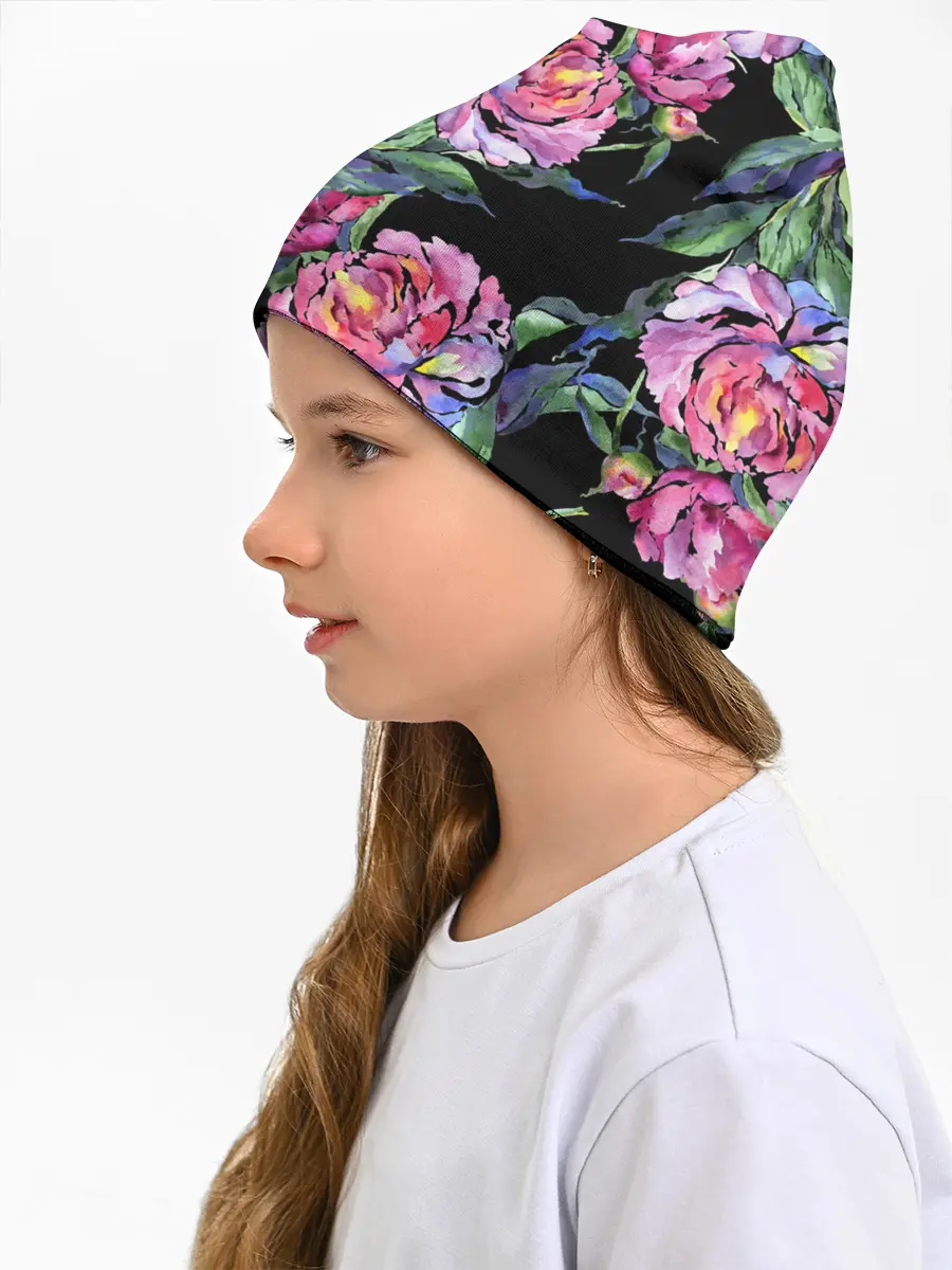 Детская шапка / Розовые пионы