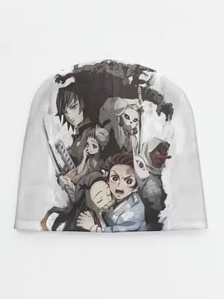 Детская шапка / Kimetsu no Yaiba на сером