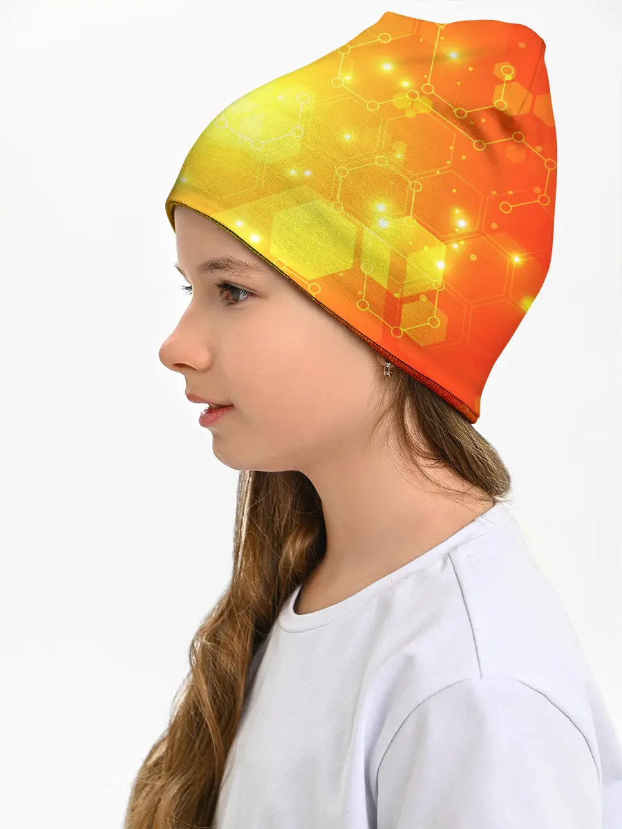 Детская шапка / ОРАНЖЕВЫЕ СОТЫ