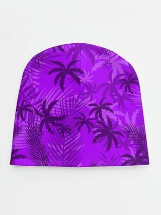 Детская шапка / ФИОЛЕТОВЫЕ ПАЛЬМЫ / ТРОПИКИ
