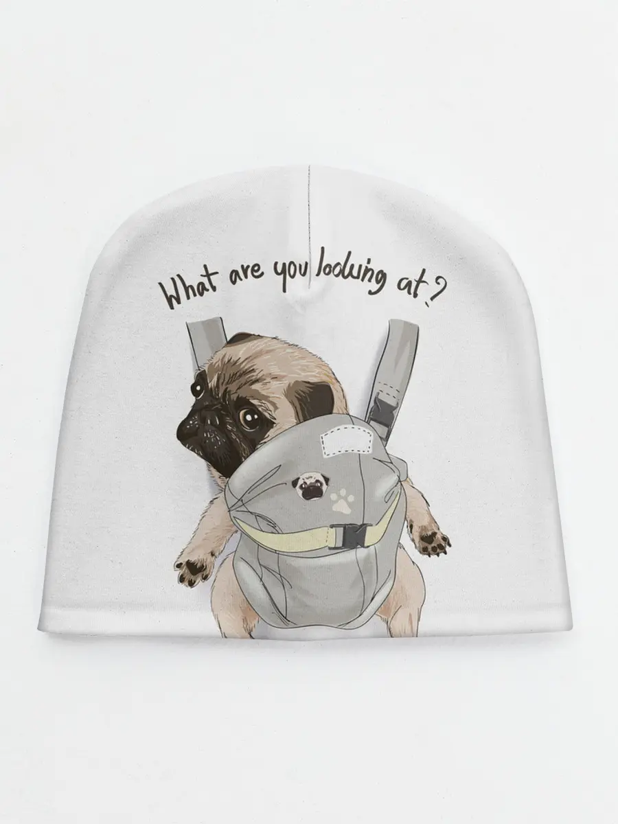 Детская шапка / Мопс в рюкзаке