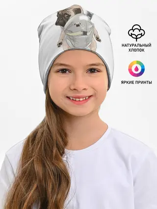 Детская шапка / Мопс в рюкзаке