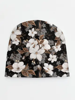 Детская шапка / Белые цветы