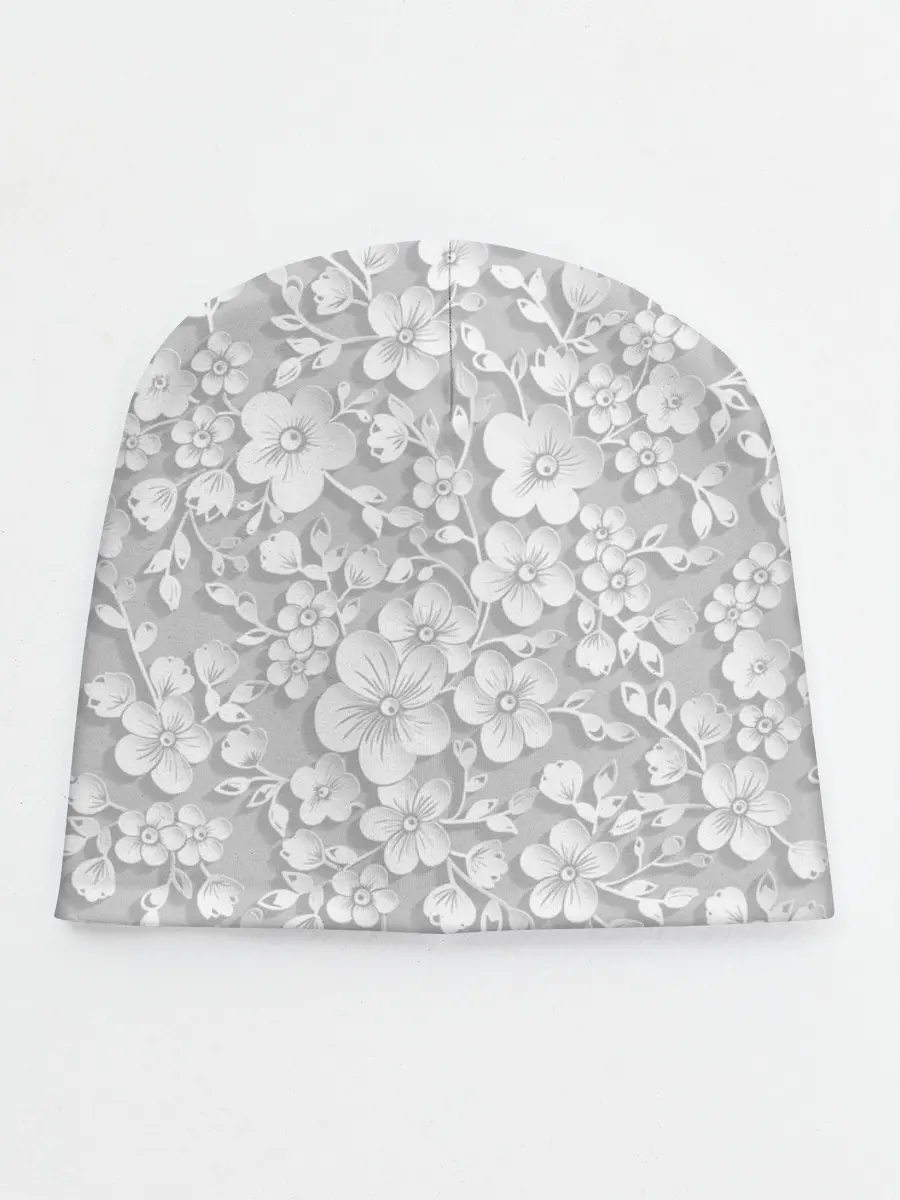 Детская шапка / Белые цветы