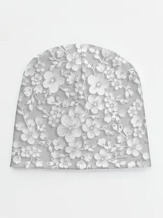 Детская шапка / Белые цветы