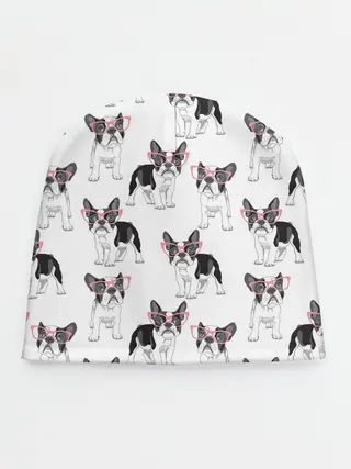 Детская шапка / Французские бульдоги в очках