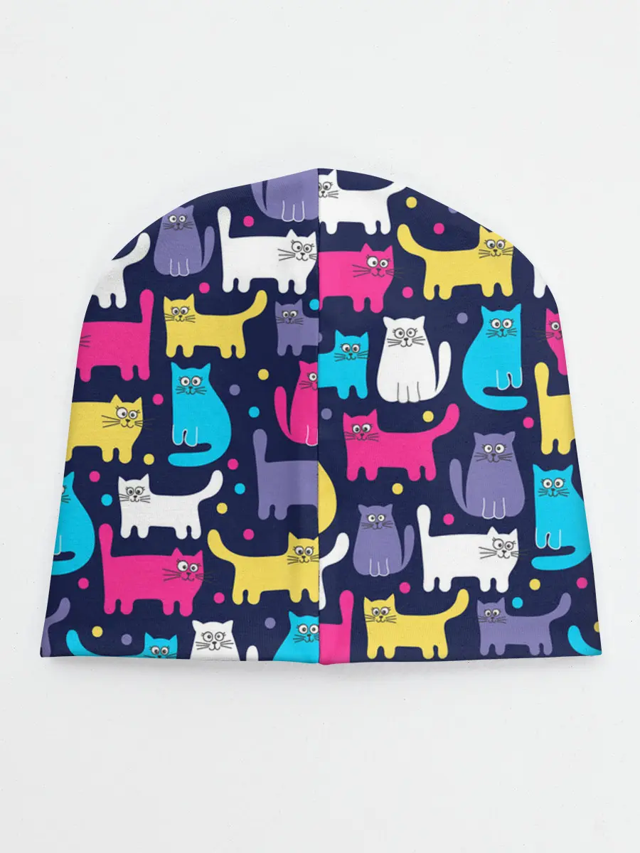 Детская шапка / Разноцветные котики