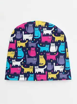Детская шапка / Разноцветные котики
