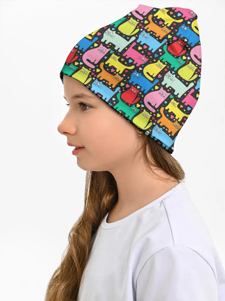 Детская шапка / Разноцветные котики