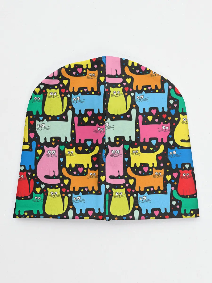 Детская шапка / Разноцветные котики