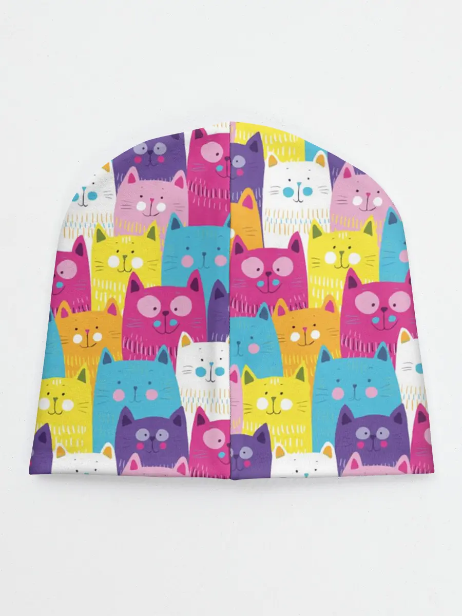 Детская шапка / Разноцветные котики