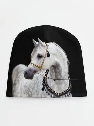 Детская шапка / Серый в яблоках конь