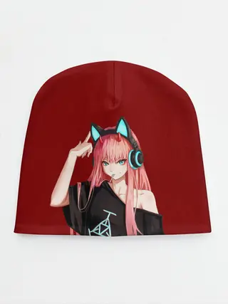 Детская шапка / Zero Two в наушниках