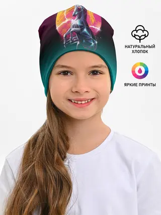 Детская шапка / РЕТРО ЕДИНОРОГ НЕОН