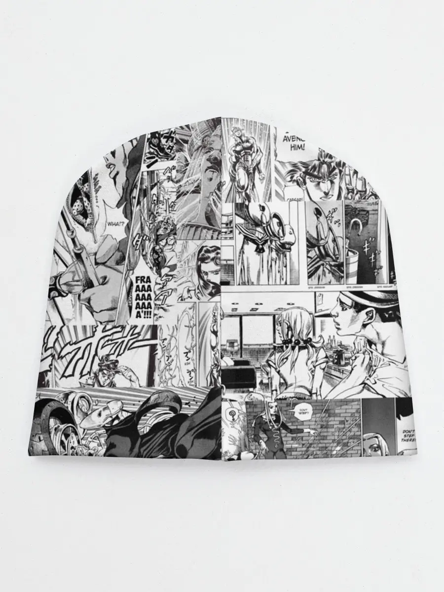 Детская шапка / Серый комикс jojo