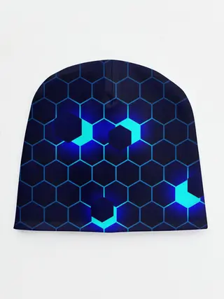 Детская шапка / СИНИЕ СОТЫ В НЕОНЕ