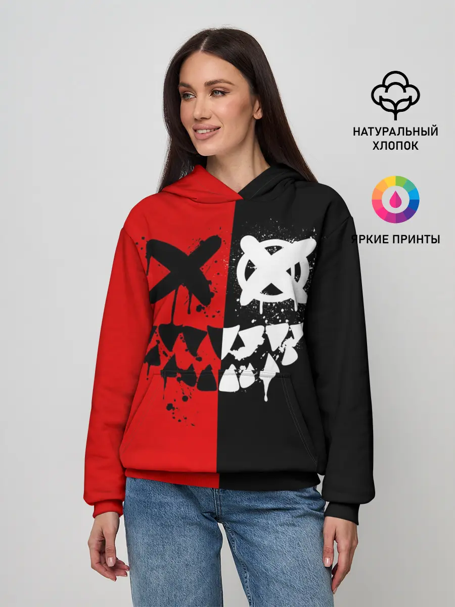 Женское худи / Smail Black and red