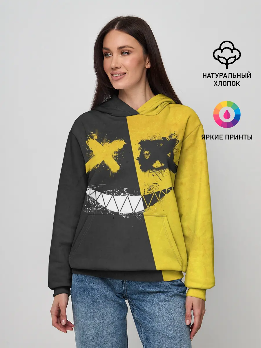 Женское худи / Yellow and Black Emoji