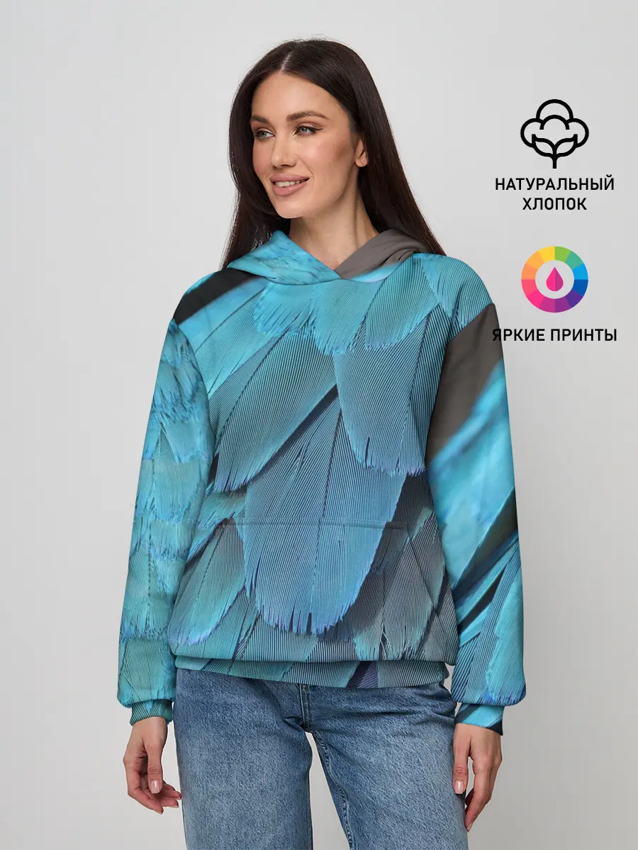Женское худи / Перья попугая