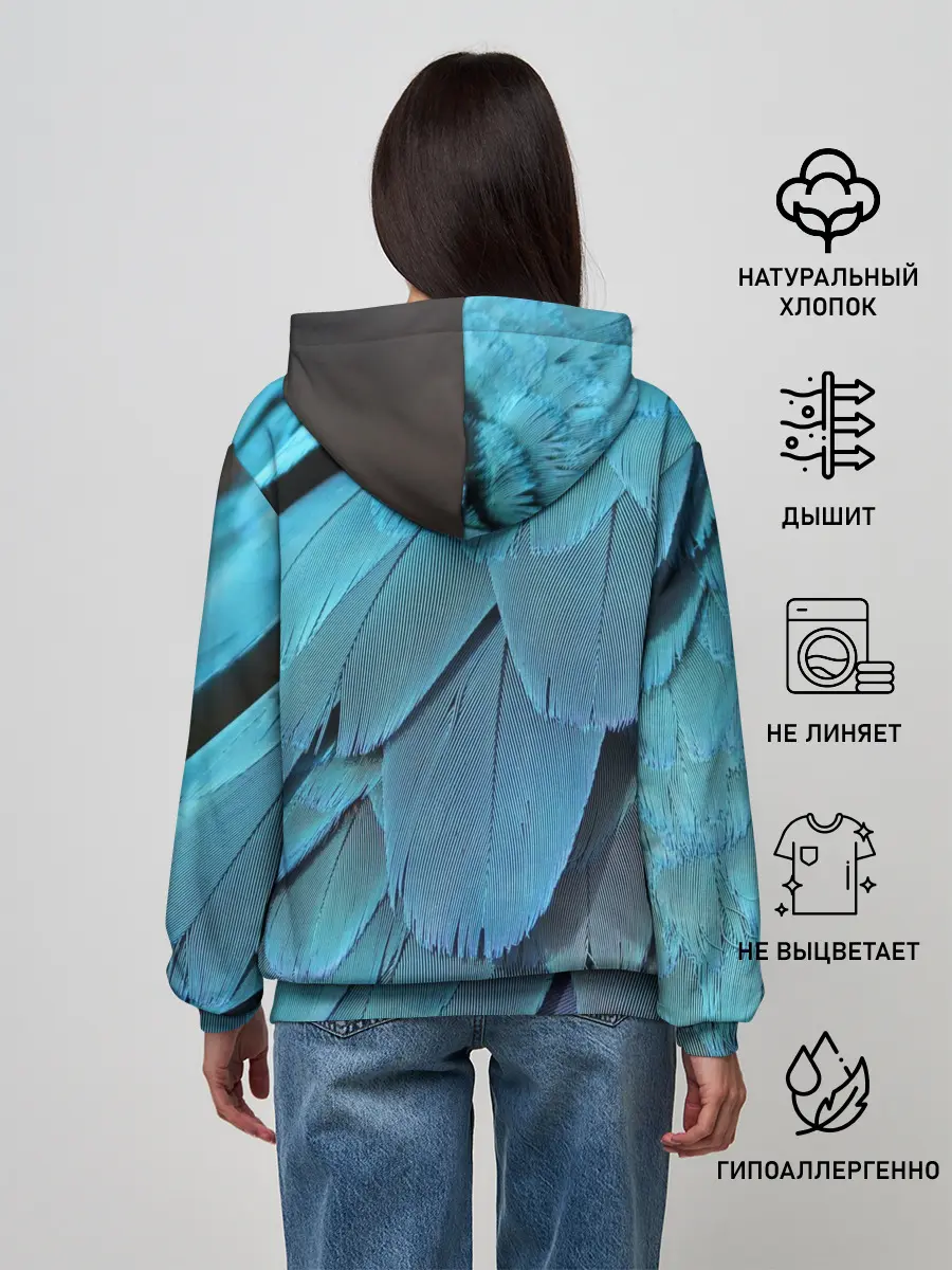 Женское худи / Перья попугая