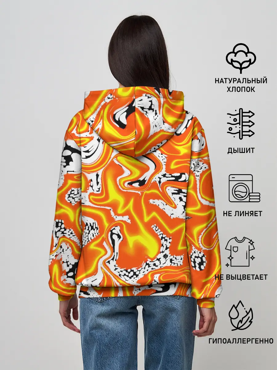 Женское худи / Огненные разводы лавы