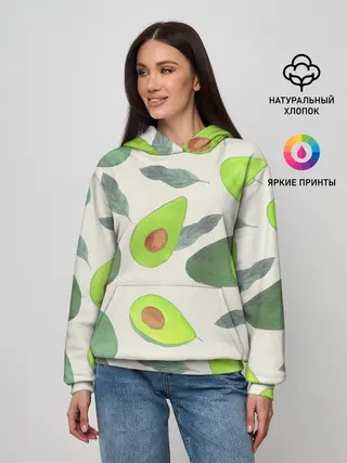 Женское худи / Авокадо - фруктовый паттерн
