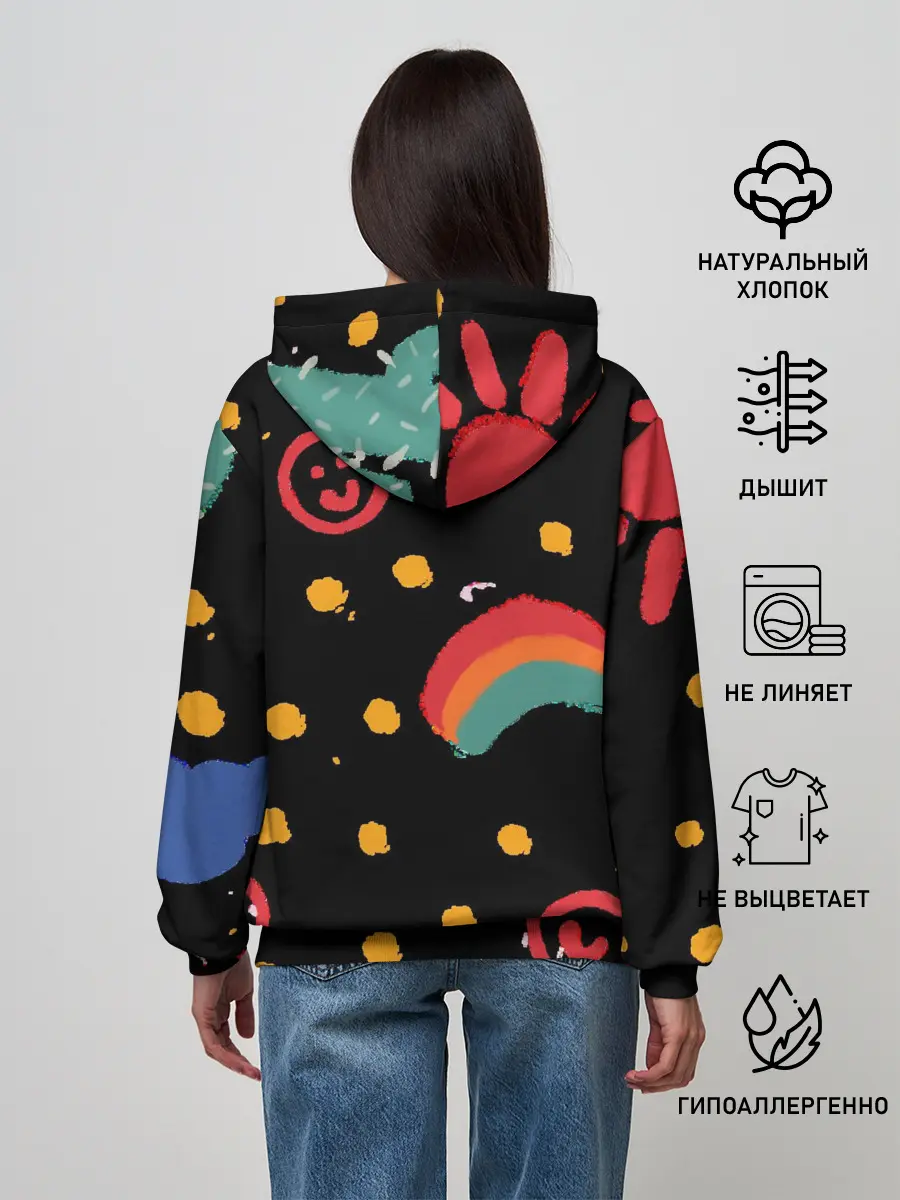 Женское худи / красочное детство