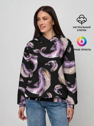 Женское худи / Лиловые киты