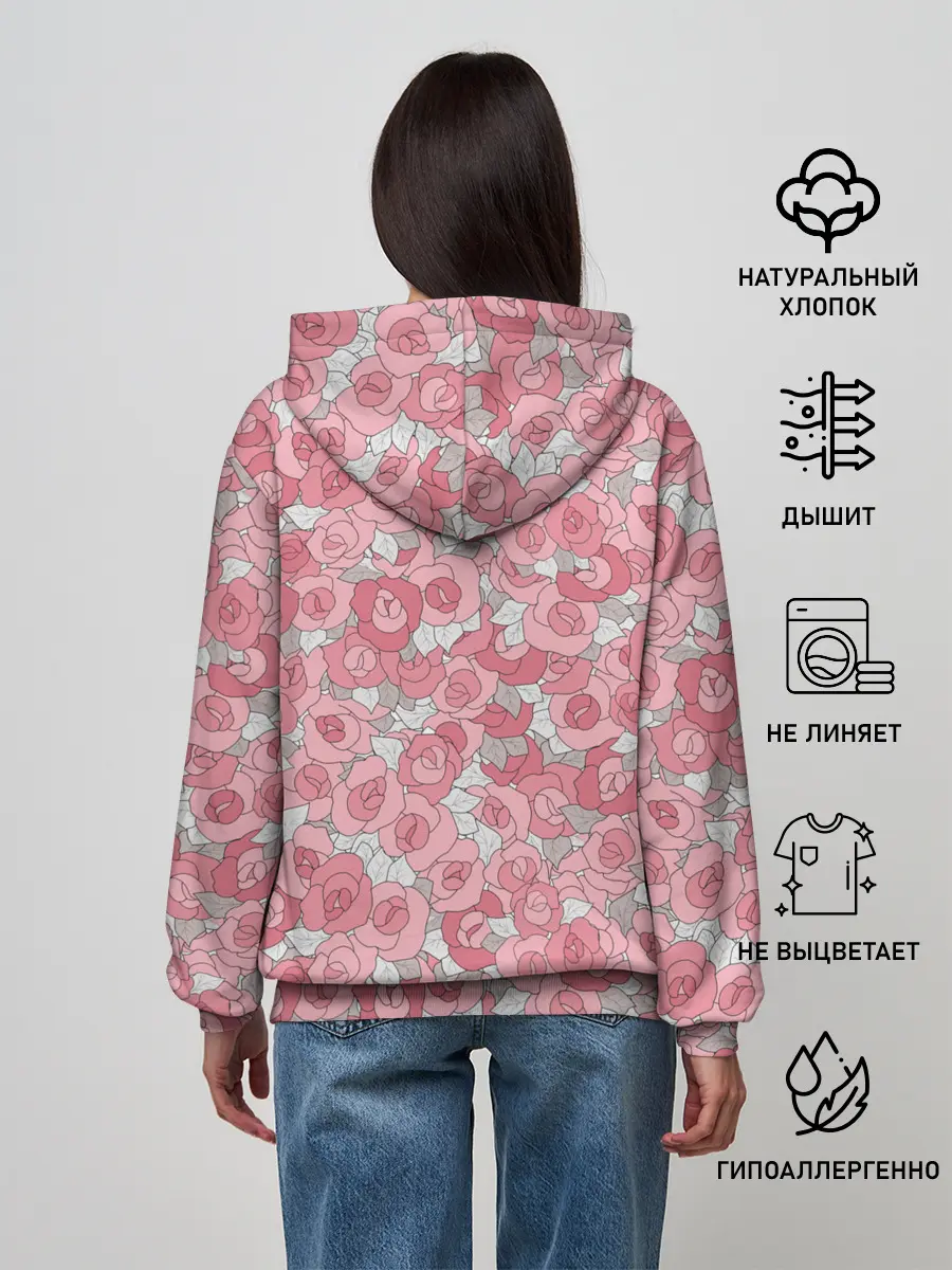 Женское худи / Нежно коралловые розы