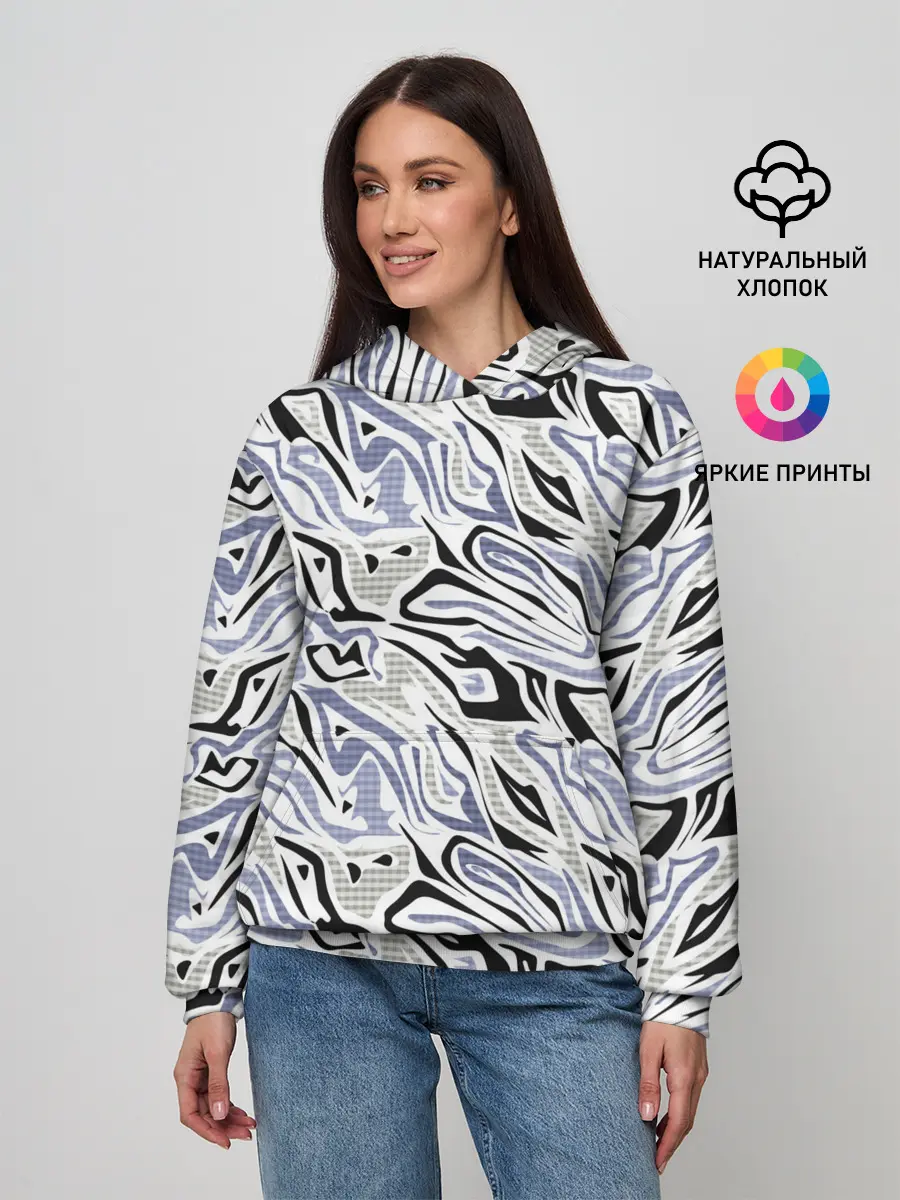 Женское худи / Абстрактный сиренево-черный