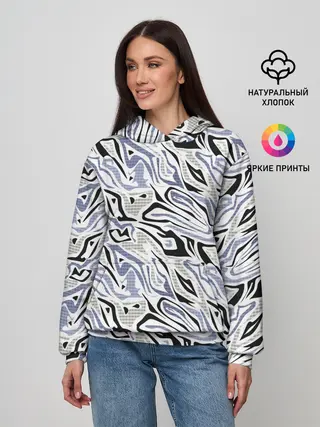 Женское худи / Абстрактный сиренево-черный