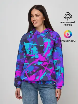 Женское худи / Неоновые кляксы