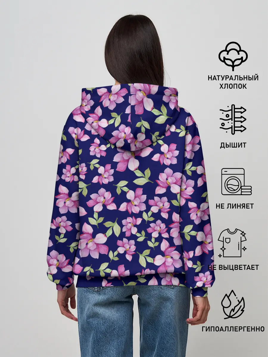 Женское худи / Акварельные цветы Магнолии