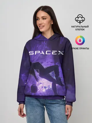 Женское худи / Space X Girl in zero gravity