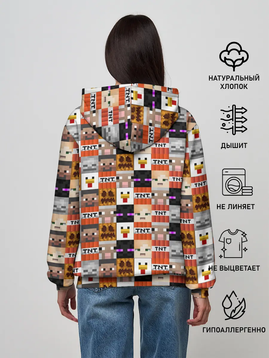 Женское худи / MINECRAFT КУБИКИ ПЕРСОНАЖИ