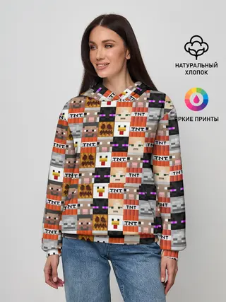 Женское худи / MINECRAFT КУБИКИ ПЕРСОНАЖИ
