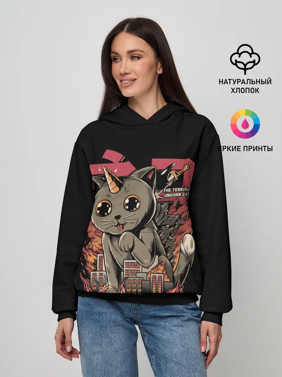 Женское худи / АНИМЕ КОТ-ЕДИНОРОЖЕК
