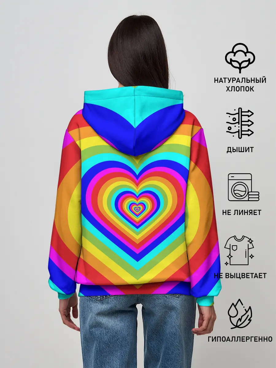 Женское худи / Цветные сердца | Colored hearts