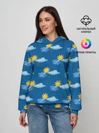 Женское худи / Облака и солнце