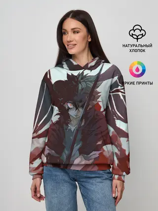 Женское худи / Аста в режиме демона черный клевер