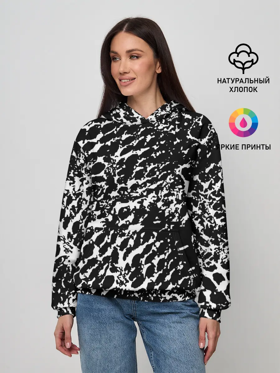 Женское худи / Хаос белого на черном