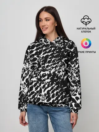 Женское худи / Хаос белого на черном