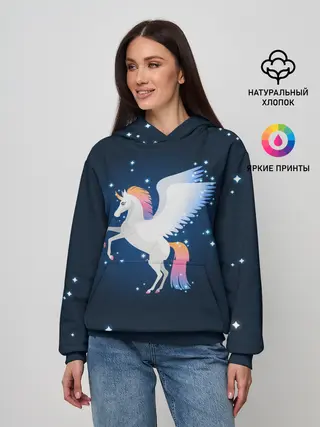 Женское худи / Милый пегас единорог с радужной гривой