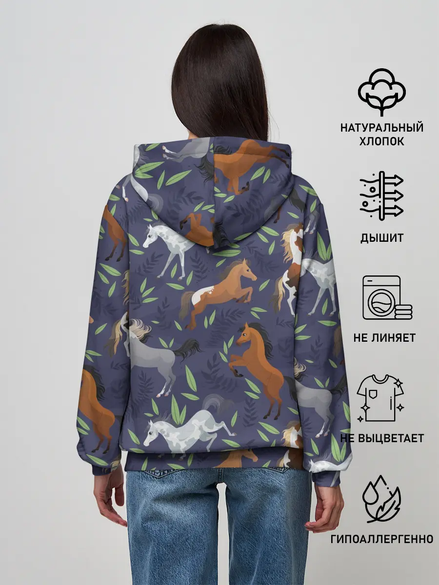 Женское худи / Лошадки узор