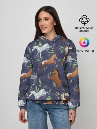 Женское худи / Лошадки узор
