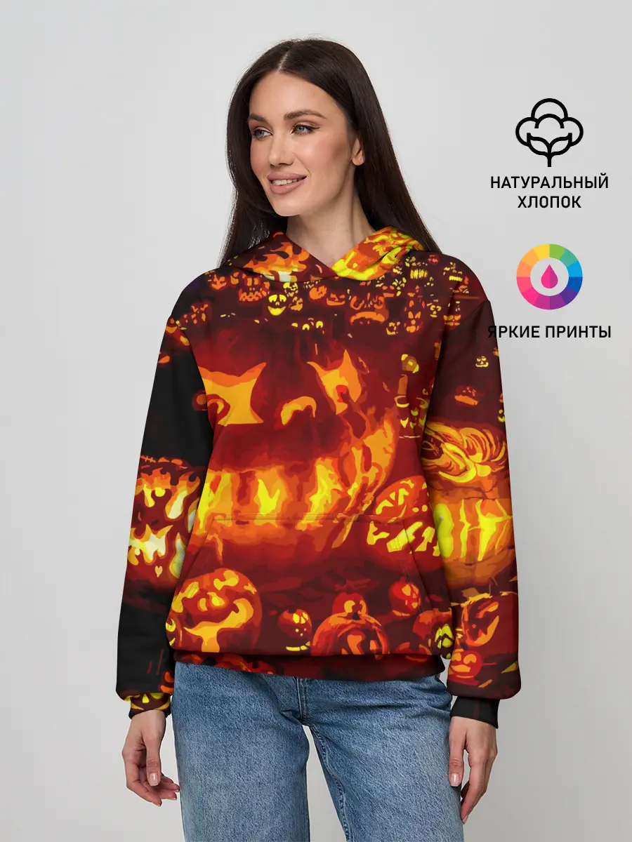 Женское худи / Тыквы на Хэллоуин