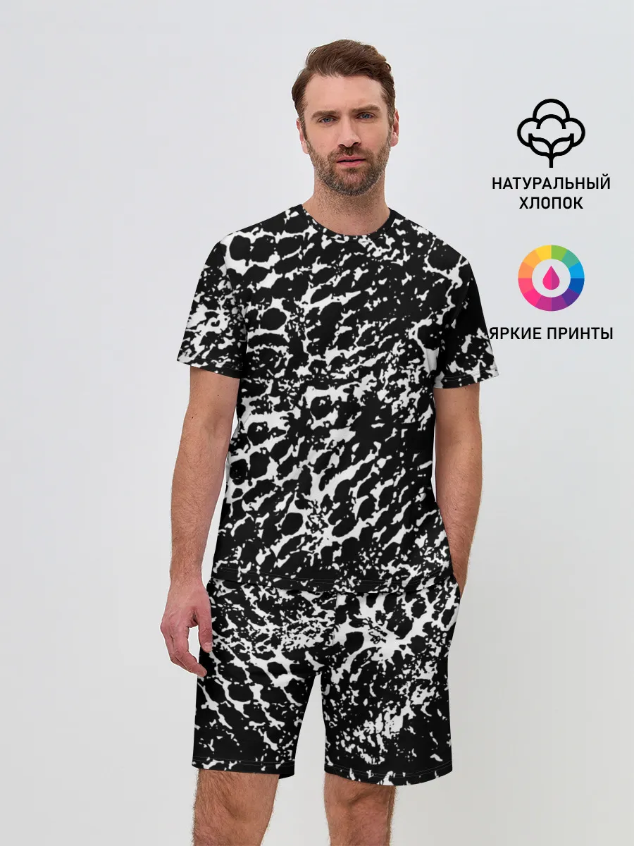 Мужской костюм с шортами / Хаос белого на черном