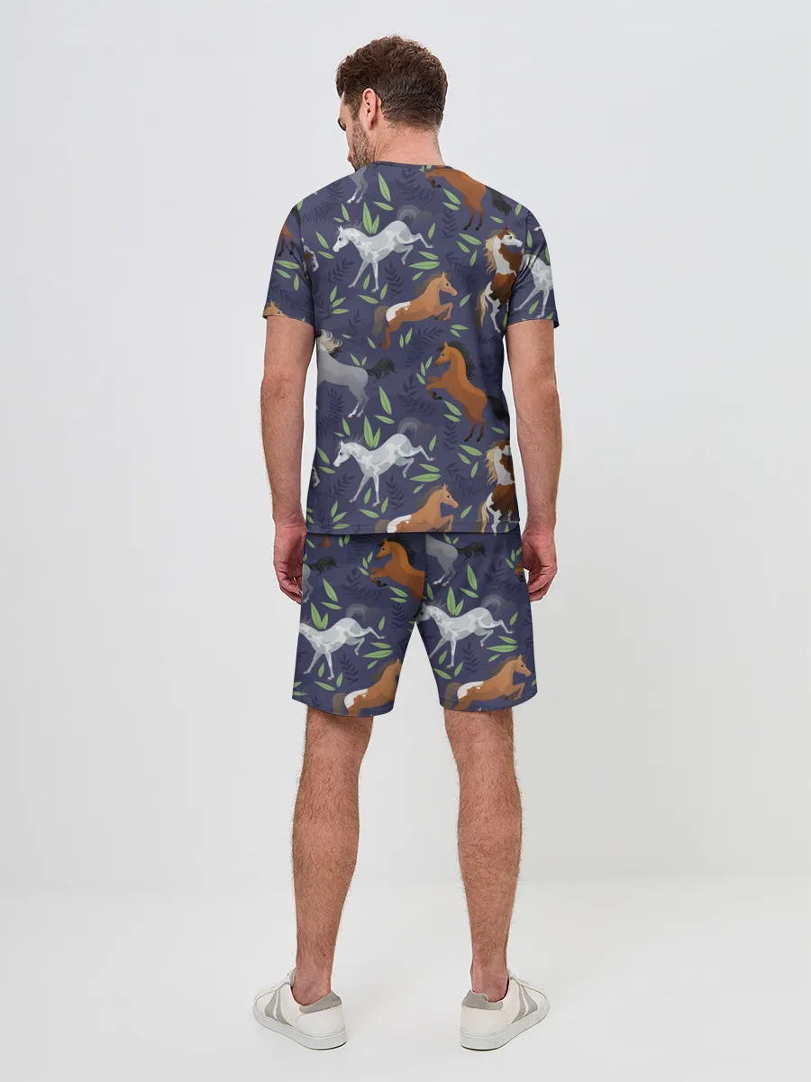 Мужской костюм с шортами / Лошадки узор
